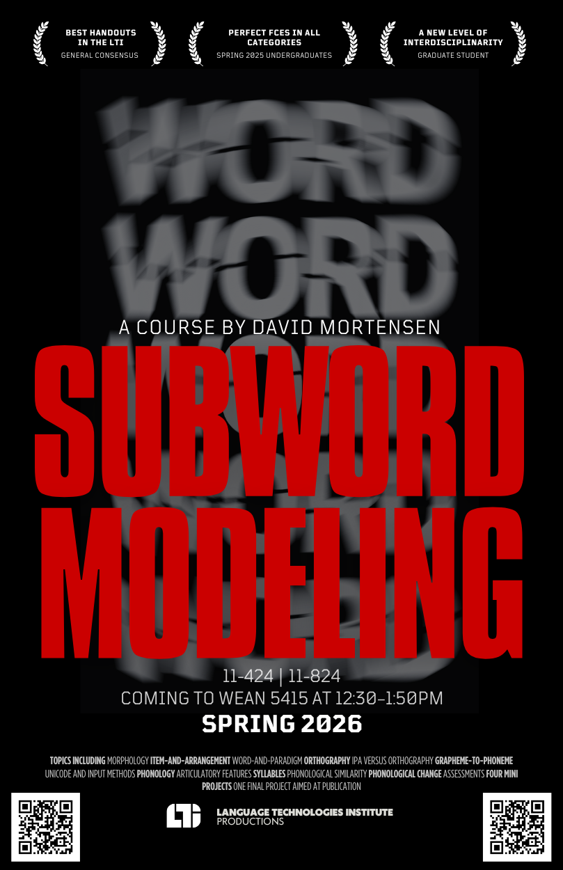A poster for the Subword Modeling course